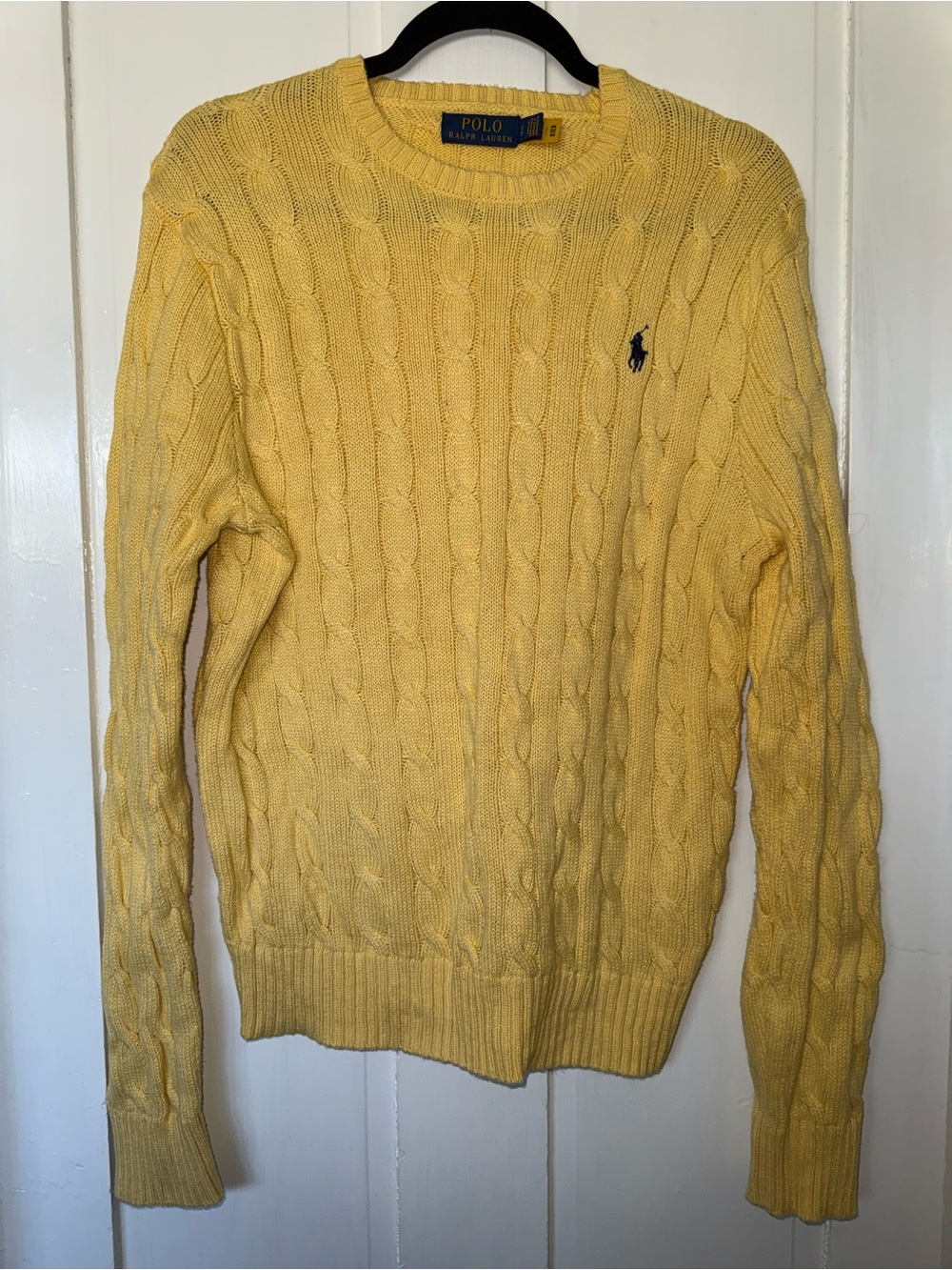 Polo by Ralph Lauren Yellow Cable Knit Crewneck Sweater